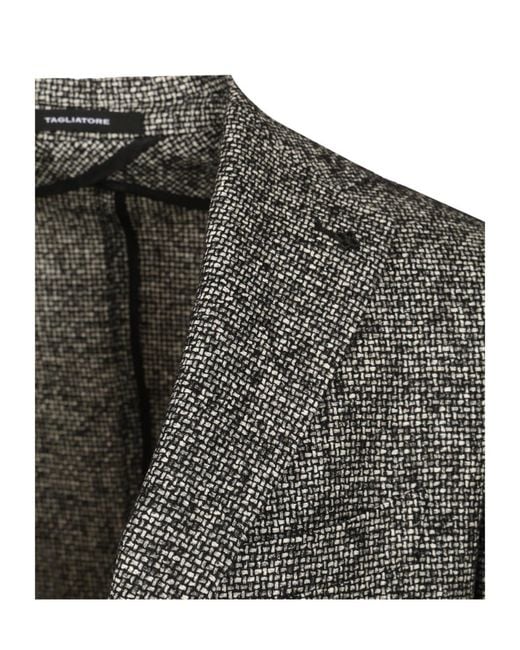 Tagliatore Gray Textured Two-Button Blazer for men