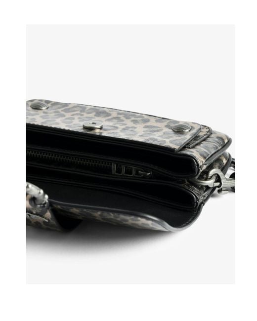 Zadig & Voltaire Black Metallic Leopard Printed Kate Wallet