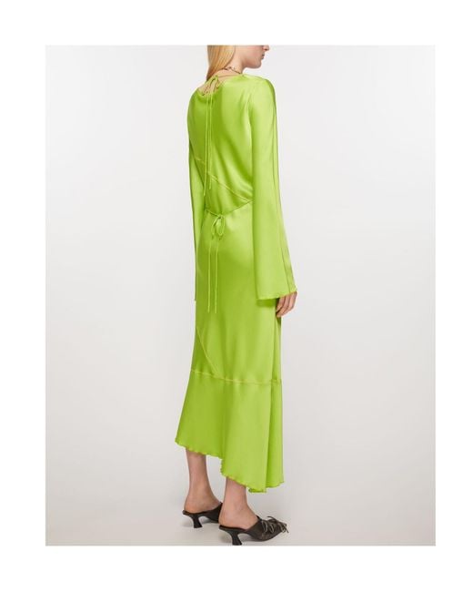 Acne Green Satin Midi Dress
