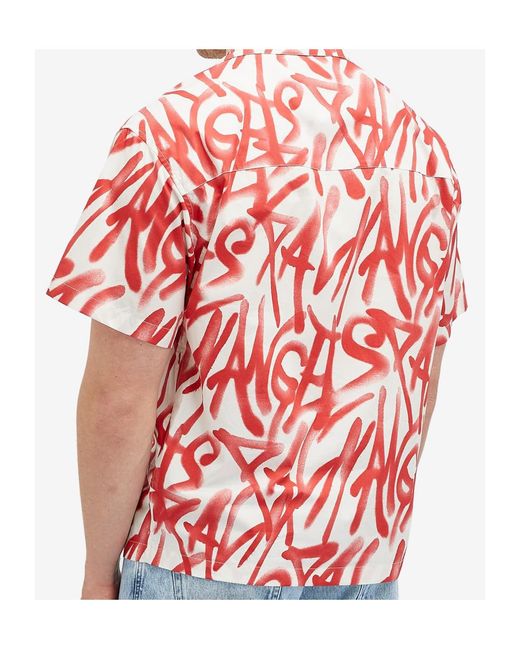 Palm Angels Red Graffiti-Detailed Short-Sleeved T-Shirt for men