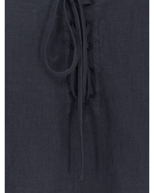 Aspesi Blue Lace-Up Sleeveless Top