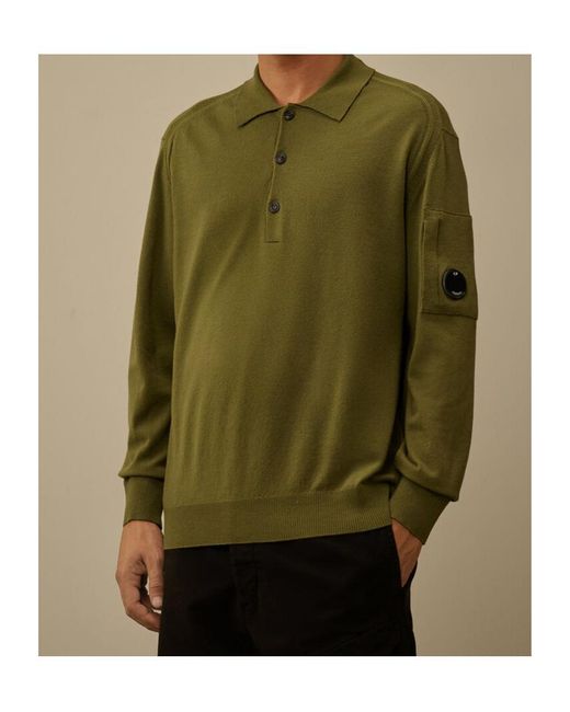 C P Company Green Crew Neck Sweater for men