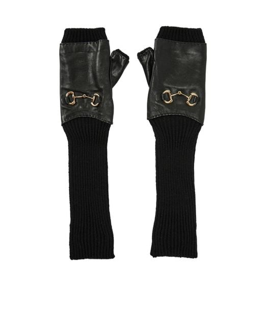 Gucci Black Fingerless Gloves