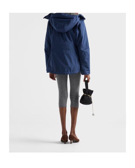 Prada Blue Belted Hooded Jacket