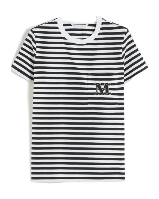 Max Mara Black Oboli Logo Embroidered Crewneck T-Shirt