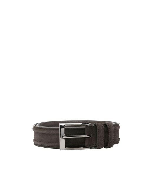 Canali White Square-Buckle Leather Belt for men
