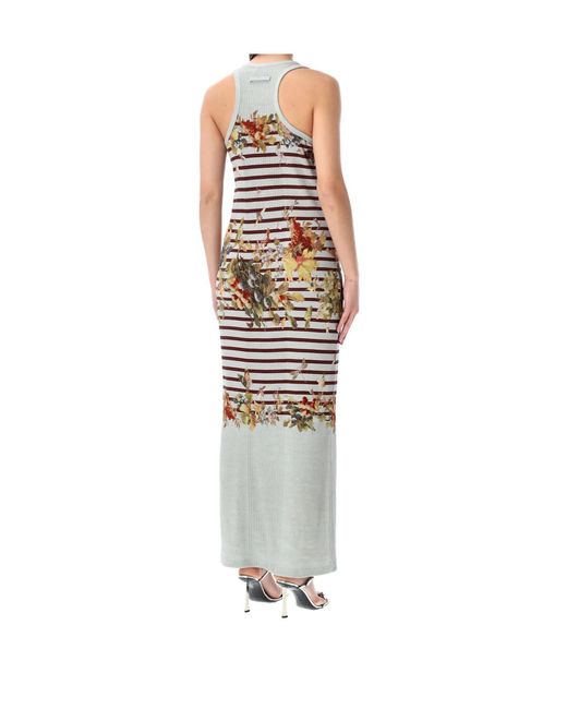 Jean Paul Gaultier White Mariniere Grape Tank Long Dress