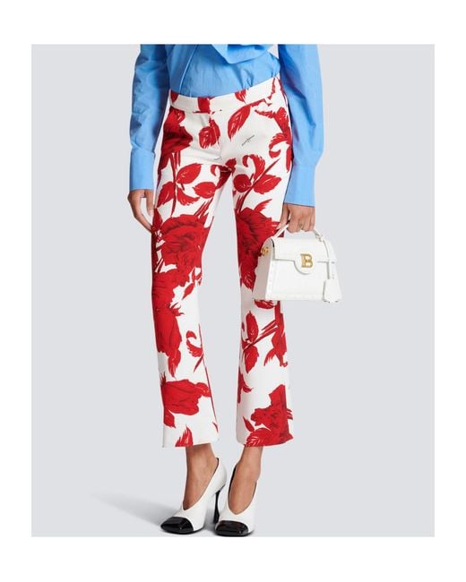 Balmain Rose Printed Flared Pants