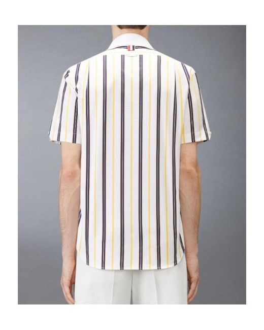 Thom Browne White Repp Striped Short-Sleeve Shirt for men