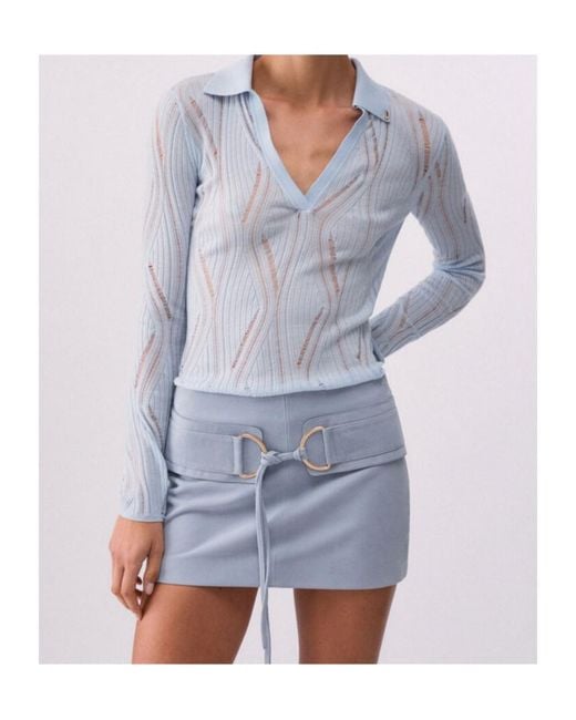 Liu Jo Blue V-Neck Knitted Top