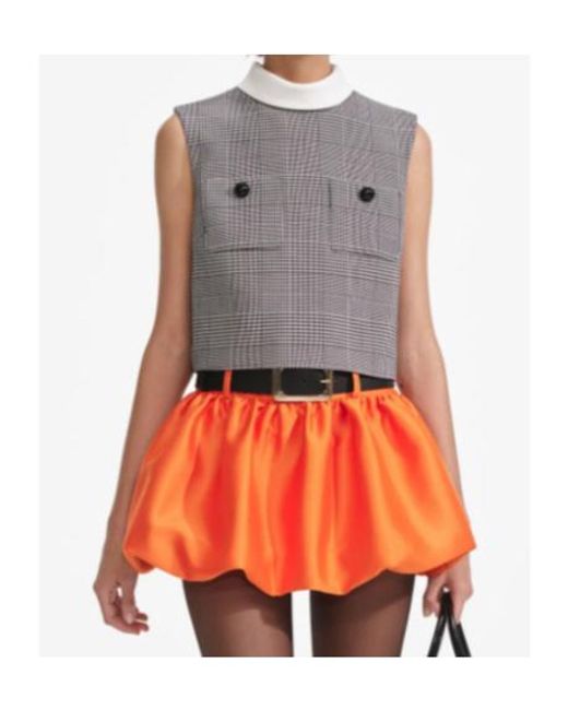 Self-Portrait Gray Checked Cropped Vest