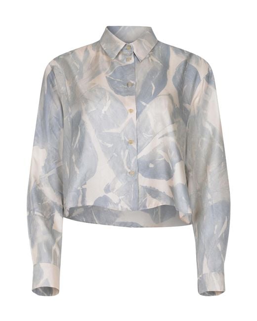 Alysi Gray Printed Silk Shirt