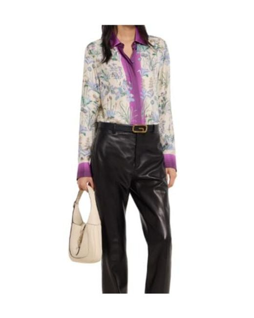 Gucci Purple Floreal Print Silk Shirt