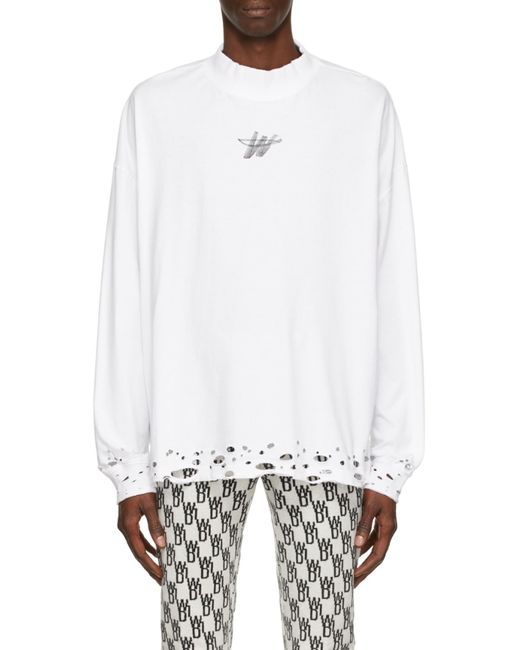 we11done White Branded Perforated Sweatshirt for men