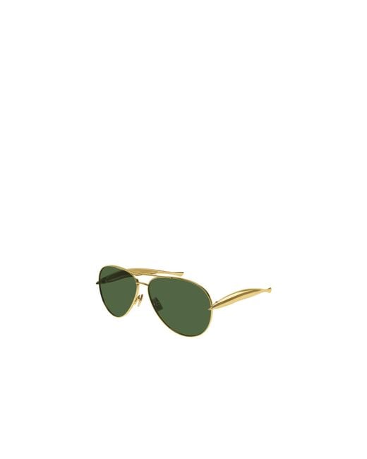 Bottega Veneta Green Eyewear Aviator Frame Sunglasses for men