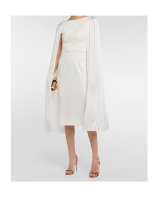 Safiyaa White Essiah Crêpe And Satin Midi Dress