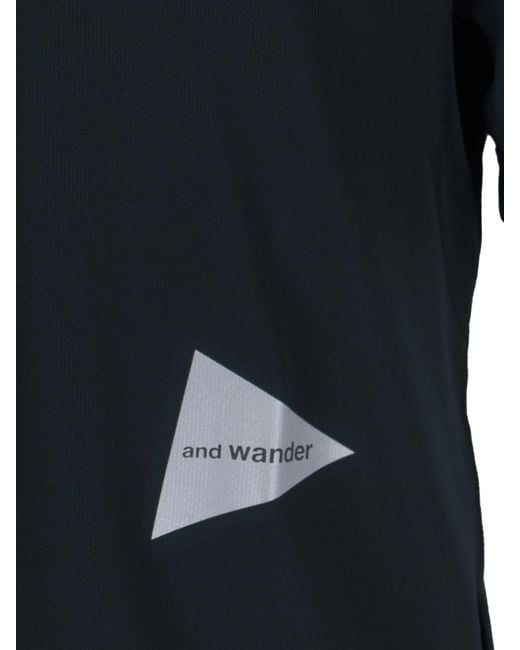 And Wander Black Logo Printed Crewneck T-Shirt for men