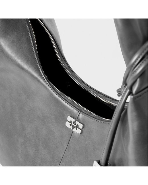 Ganni Gray Logo Shoulder Bag
