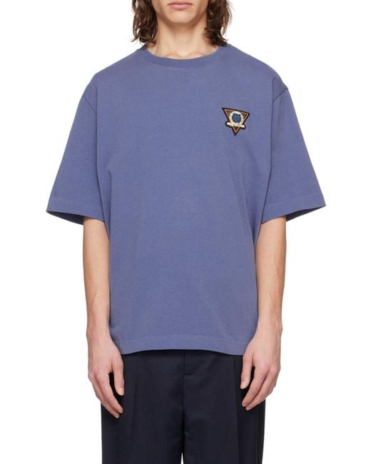 Maison Kitsuné Blue Maison Kitsuné Surf Collage Printed Crewneck T-Shirt for men