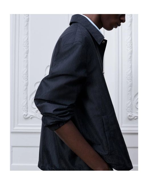 Dior Blue Monogram Button-Up Jacket for men