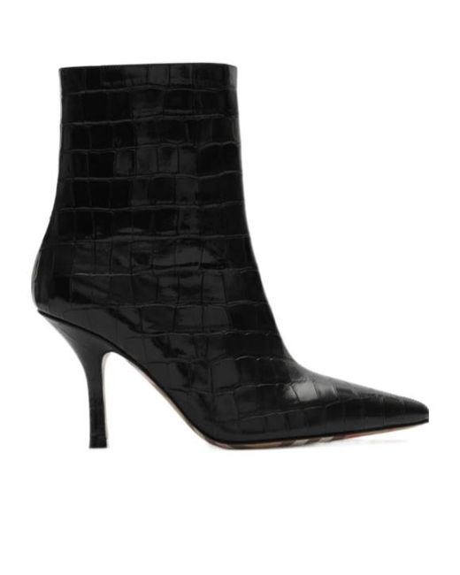Burberry Black Crocodile-Effect Leather Dame Ankle Boots