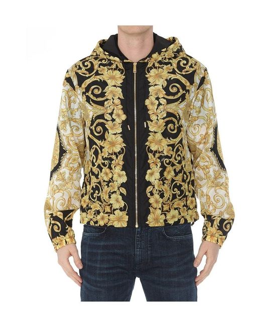 Versace Metallic Baroque Print Hooded Jacket for men