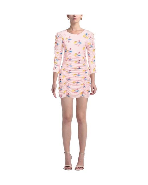 Ganni Pink Floral-Print Short Dresses
