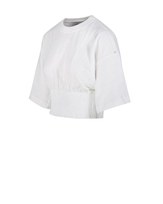 Sportmax White Fosco Smocked Waist T-Shirt