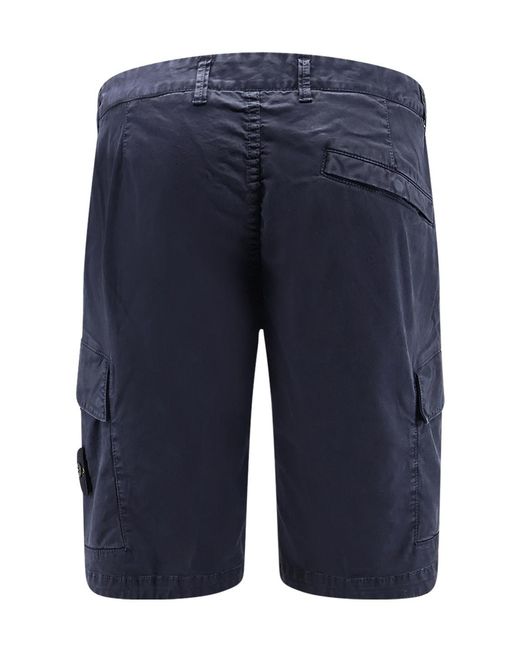 Stone Island Blue Regular Fit Cargo Bermuda Shorts for men