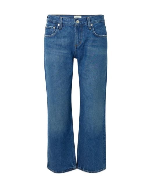 Citizens of Humanity Blue Faye Cropped Mid-Rise Straight-Leg Jeans