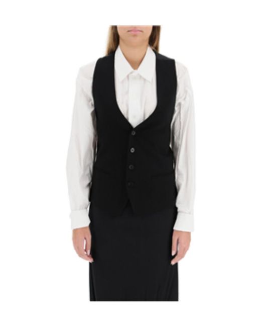Ann Demeulemeester Black Breasted Sleeveless Suit Jacket