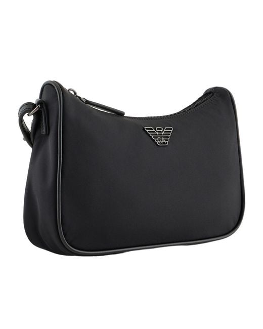 Emporio Armani Black Logo Plaque Shoulder Bag for men