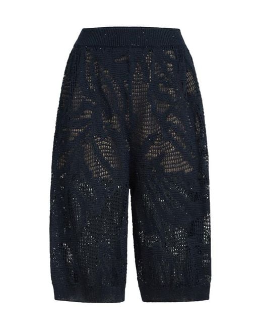 Brunello Cucinelli Blue Dazzling Water Lillies Bermuda Shorts