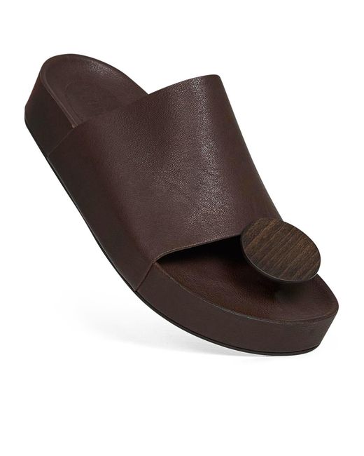 Uma Wang Brown Toe Round Head Slippers