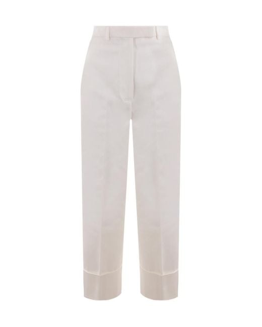 Thom Browne White Rwb Stripe Wide-Leg Trousers
