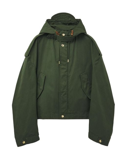 McQueen Green Cotton Hooded Jacket for men