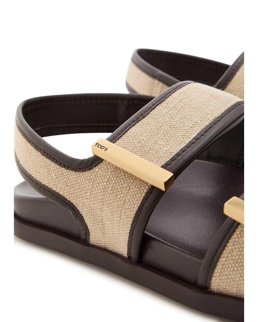 Tod's Brown Canvas Round-Toe Sandals