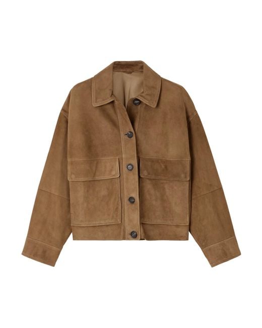 Brunello Cucinelli Brown Long-Sleeved Button-Up Jacket
