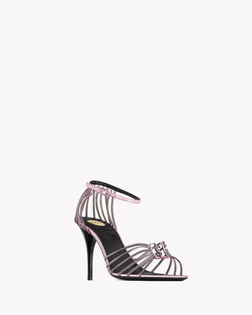 Saint Laurent White Babylone Chain Sandals