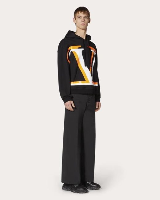 Valentino Black V Logo Hoodie for men