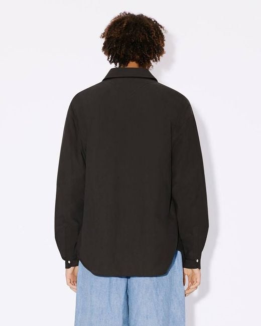 KENZO Black Logo Patch Buttoned Padded Shirt for men