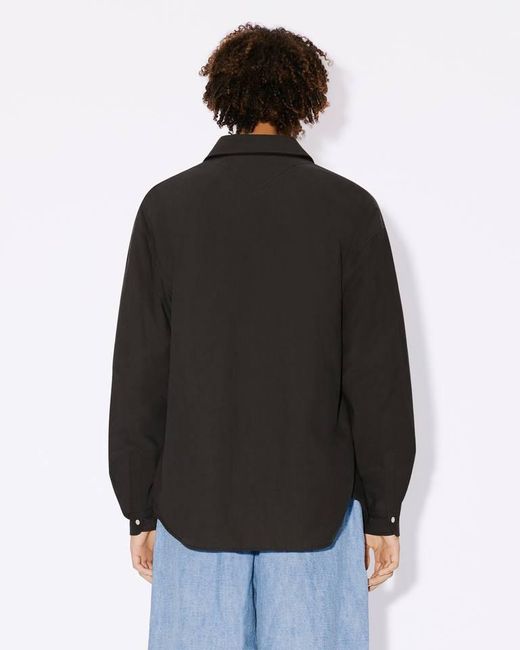 KENZO Black Logo Patch Buttoned Padded Shirt for men