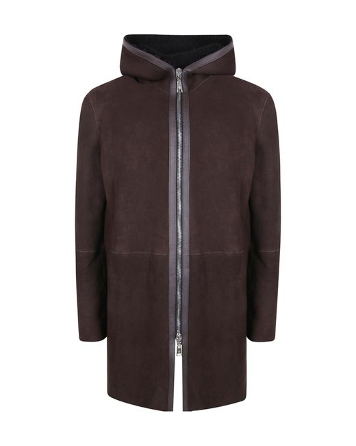 Tagliatore Brown Wilson Hooded Zip Coat for men