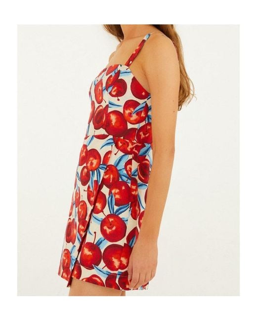 Farm Rio Red Cherry-Print Mini Dress