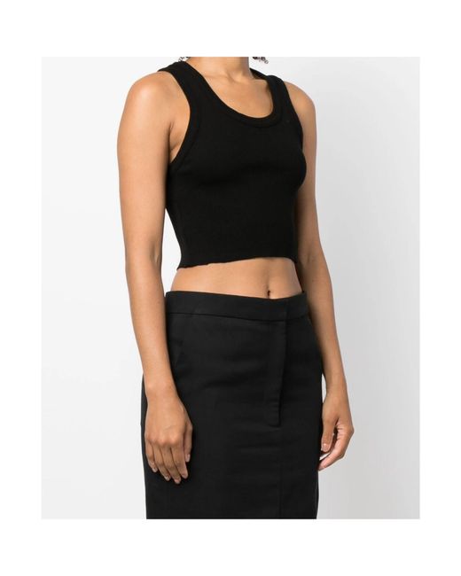 Agolde Black Ribbed Knit Cropped Vest