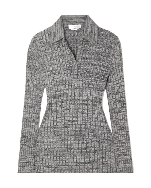 Gabriela Hearst Gray Long-Sleeved Knit Polo Shirt