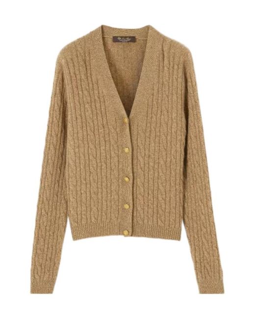 Loro Piana Natural Long-Sleeved Cashmere Knitted Cardigan