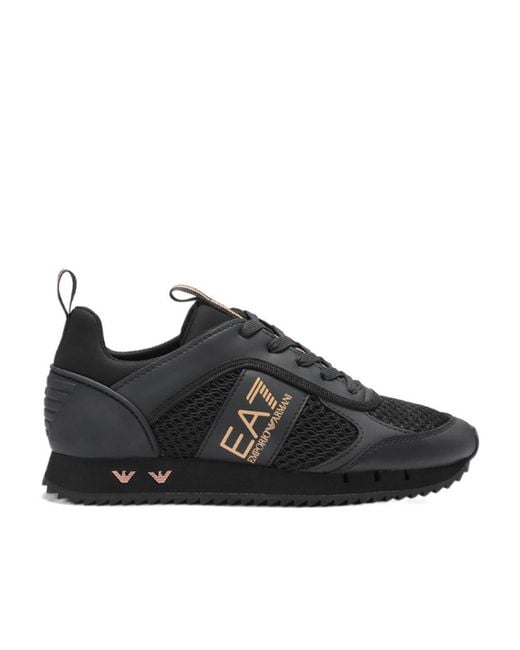 EA7 Black Pull Ring Strapped Low Upper Board Shoes for men