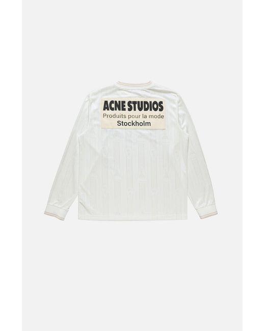 Acne White Long-Sleeve Print T-Shirt for men