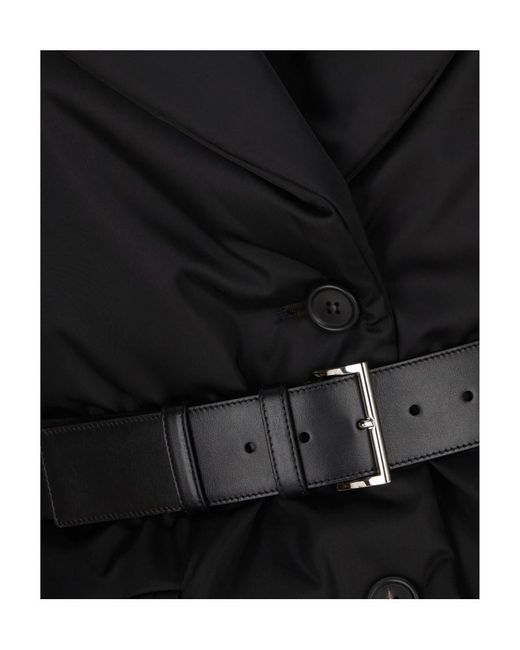 Prada Black Belted Logo-Detailed Puffer Jacket